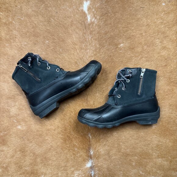 Sperry Duck Boots Black Waterproof Lace Up Winter Boots Size 7 (Fits 7.5–8) - Picture 3 of 9